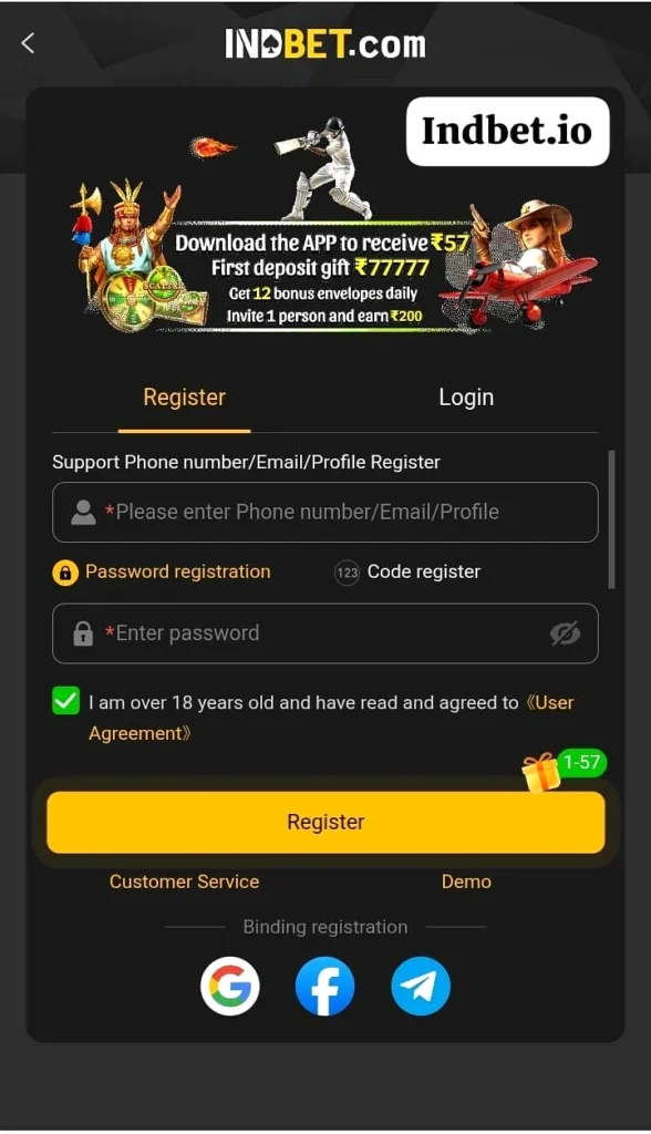 Indbet register